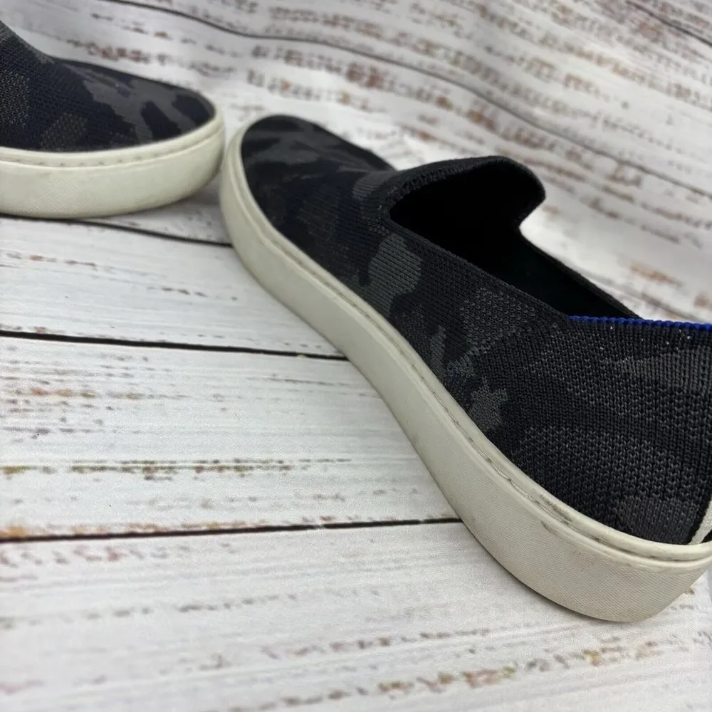 Rothys The Original Slip On Sneaker Womens Size 7 Gray Black Camo Knit‎ Shoes